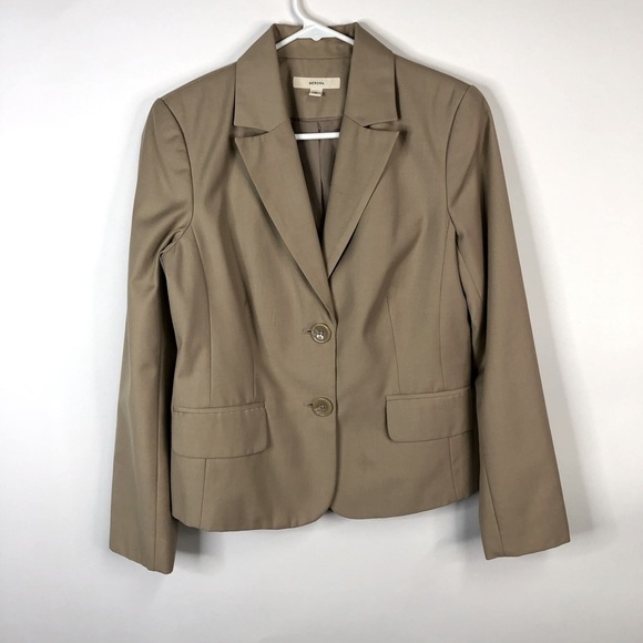 Merona tan fitted 2 button blazer small - Picture 1 of 14